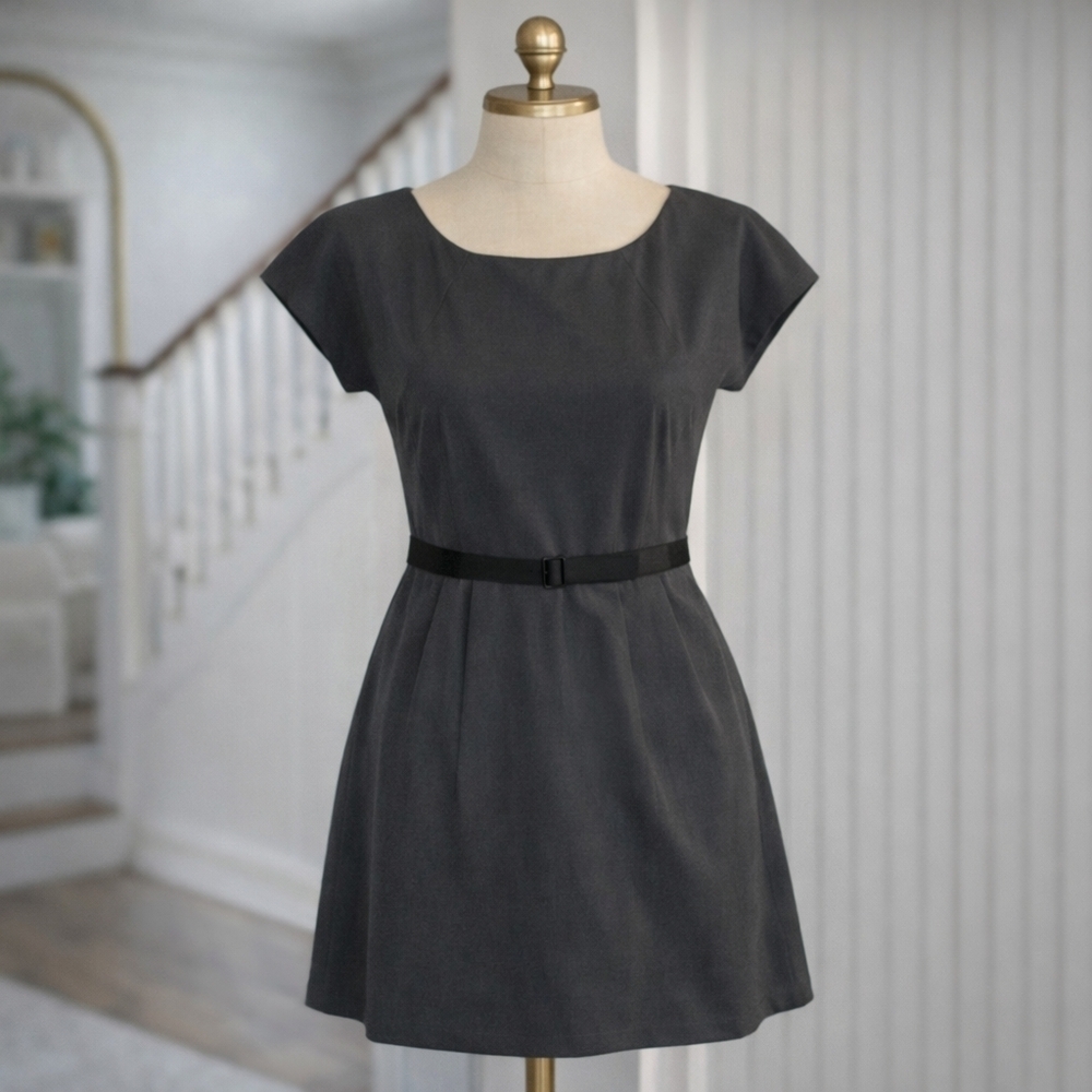 THEORY joena fit & flare grey charcoal dress Size 4